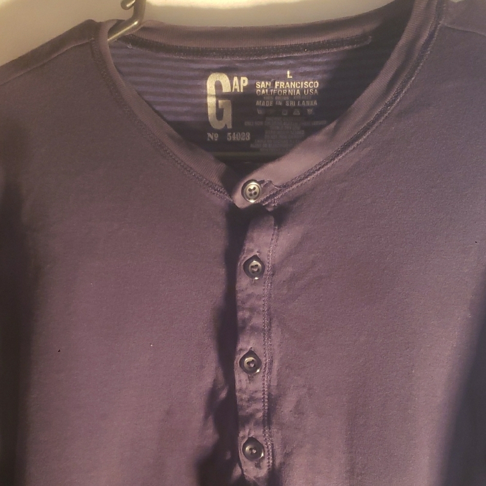 GAP Men's Navy Button Up Long-Sleeve Cotton Sweater Large